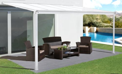 hliníková pergola LANITPLAST WALL 33 biela + číry PC