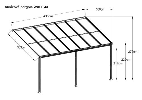 hliníková pergola LANITPLAST WALL 43 antracit + bronz PC