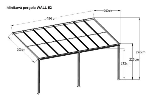 hliníková pergola LANITPLAST WALL 53 antracit + bronz PC