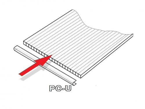 PC U-profil 6 mm pre oblúkový skleník dĺžka 2,10 m (1 ks)