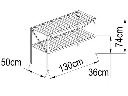 AL regál LANITPLAST 130x50 cm dvojpolicový strieborný GSB2